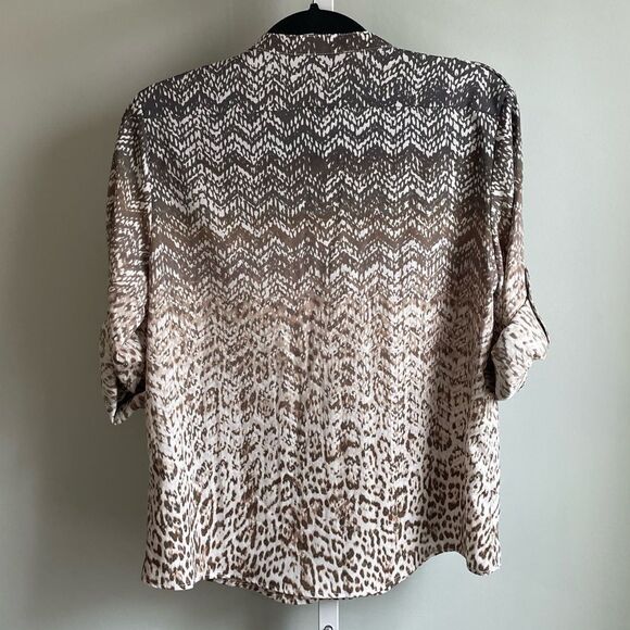 Calvin Klein Ombré V-Neck Patterned Blouse - Picture 4 of 4